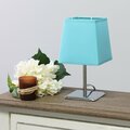All The Rages Simple Designs Mini Chrome Table Lamp with Squared Empire Fabric Shade LT2062-BLU
